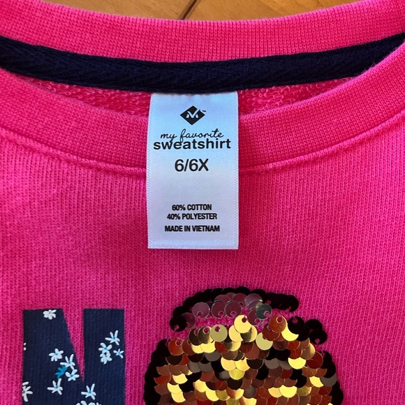 Girls Sweatshirt- like New- worn once- “No Bad Vibes” with sequins- size 6/6x - Picture 5 of 5